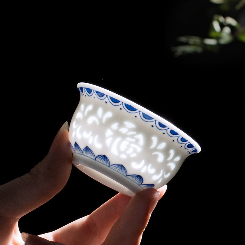 Coffee Tea Set Up - Hand Drawn Blue and White Exquisite
