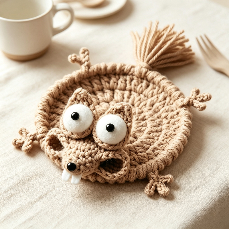 Cute Crochet Animal Coaster Ha - Coffee Tea Station recension och pris