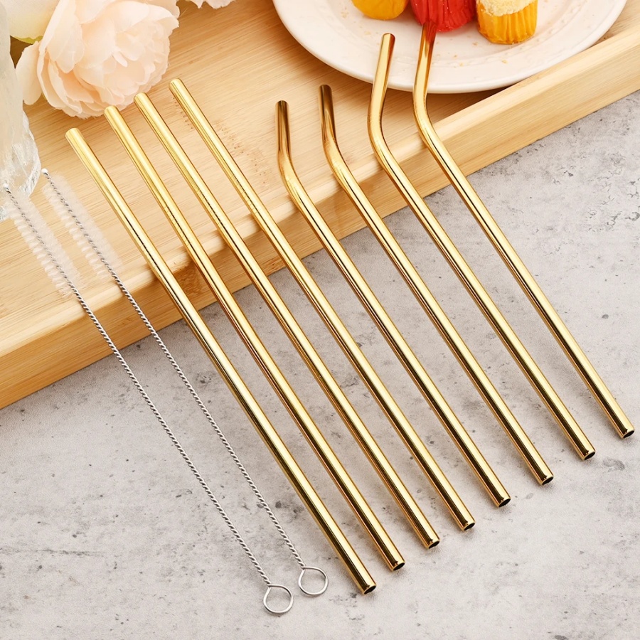 4pcs reusable gold straws milk - Coffee Tea Uses recension och pris