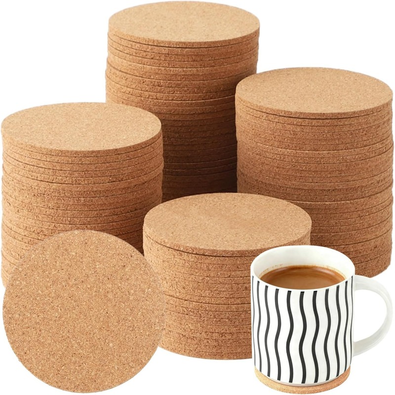 Natural Wooden Round Cork Coas - Coffee Tea Station recension och pris