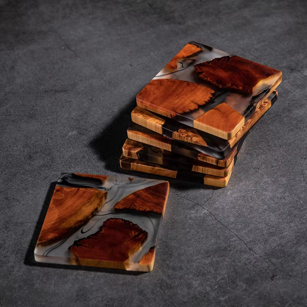 Wood Resin Coasters Square Cup - Coffee Tea Station recension och pris