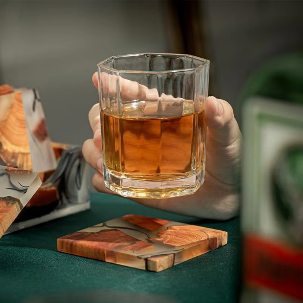 Wood Resin Coasters Square Cup - Coffee Tea Station recension och pris
