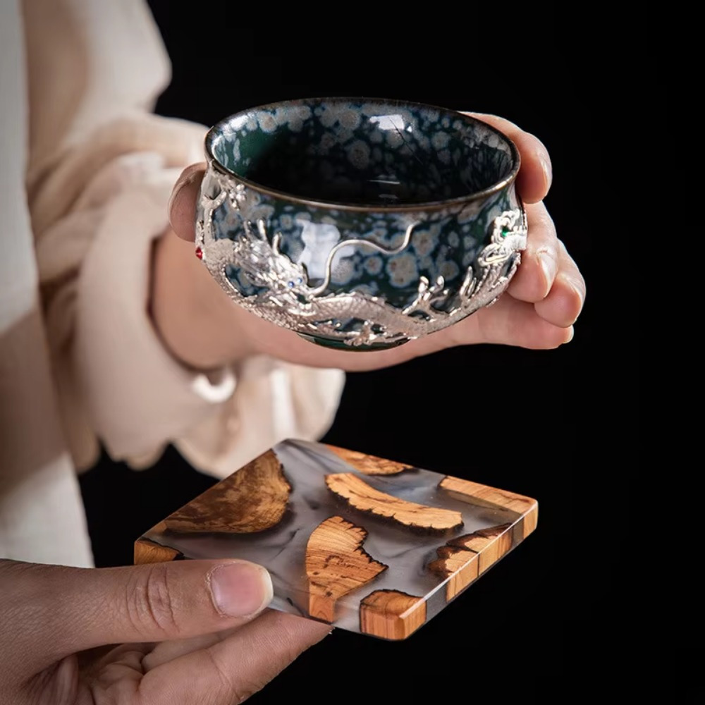 Wood Resin Coasters Square Cup - Coffee Tea Station recension och pris
