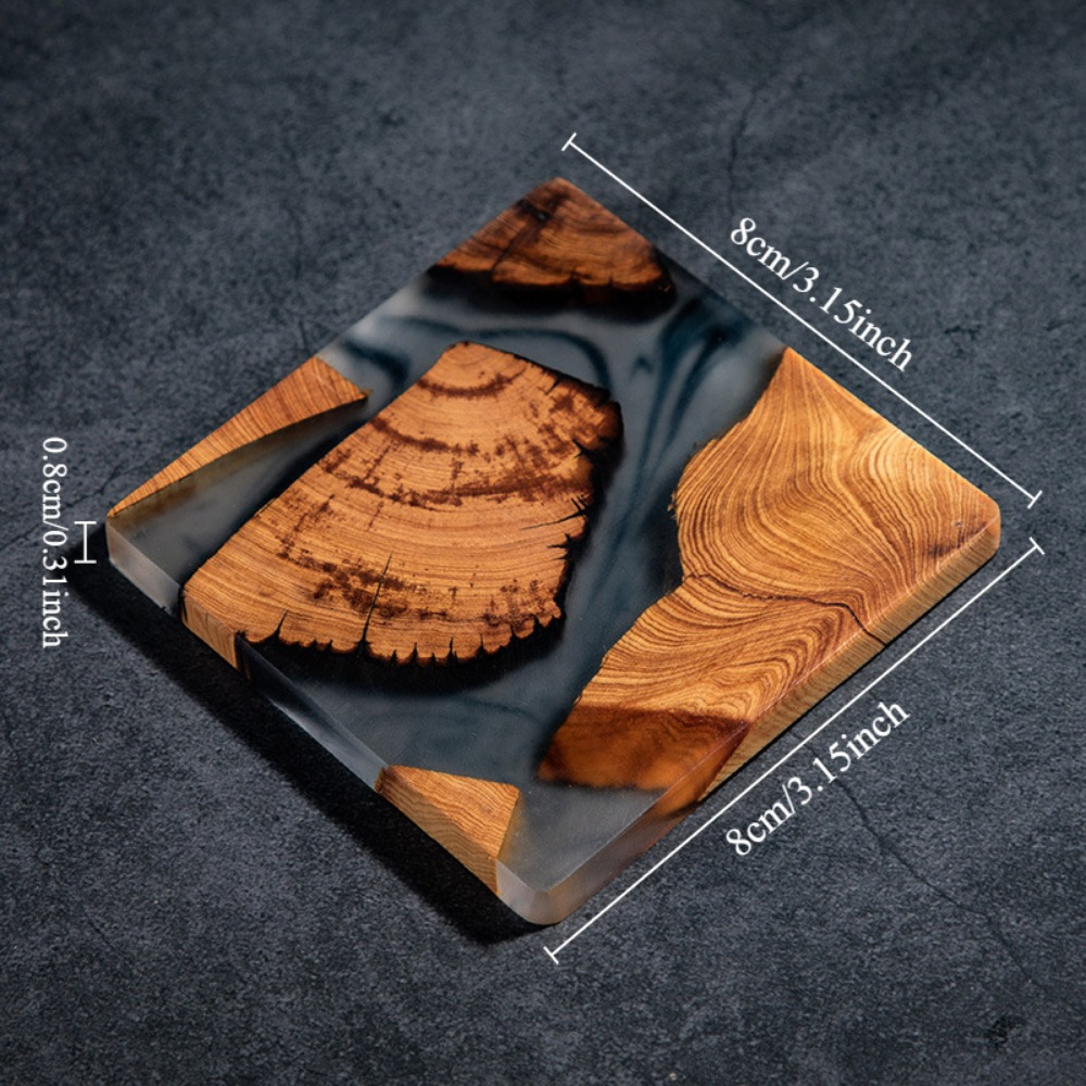 Wood Resin Coasters Square Cup - Coffee Tea Station recension och pris