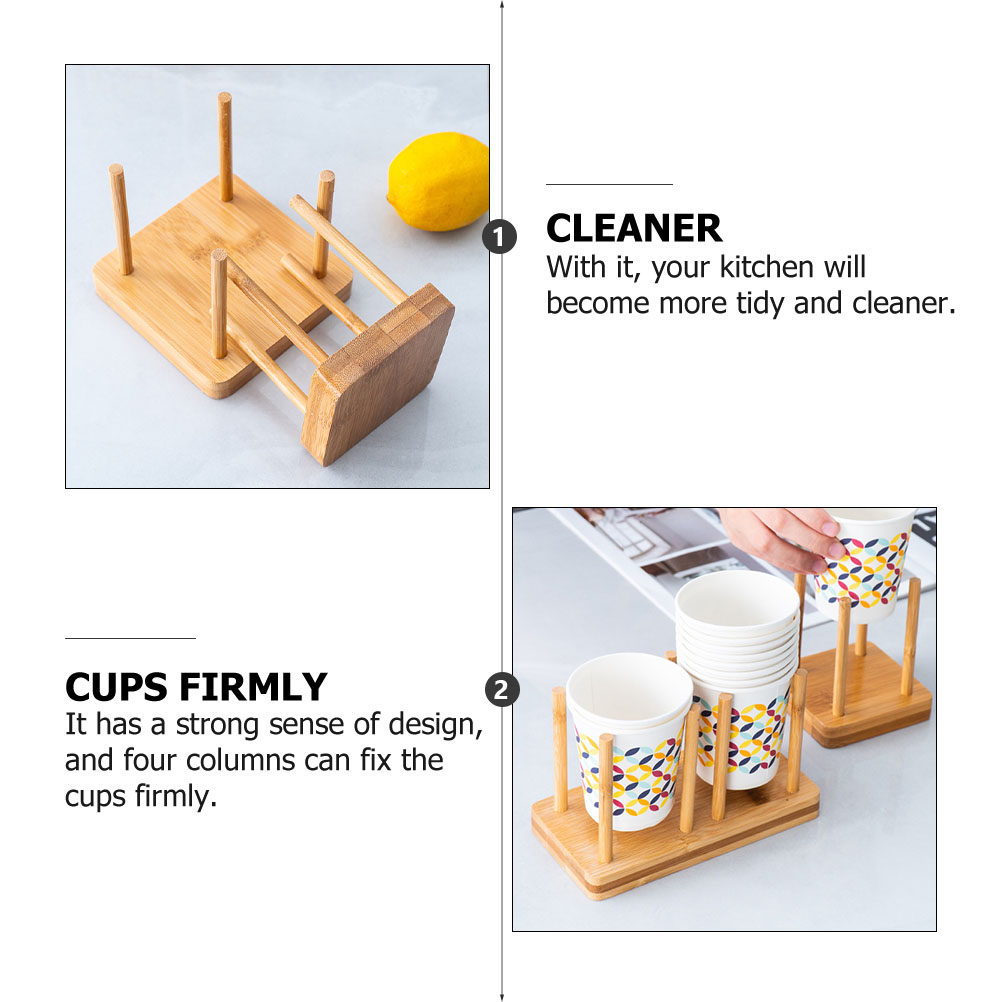 2Pcs Wood Bamboo Paper Cup Rac - Coffee Tea Uses recension och pris