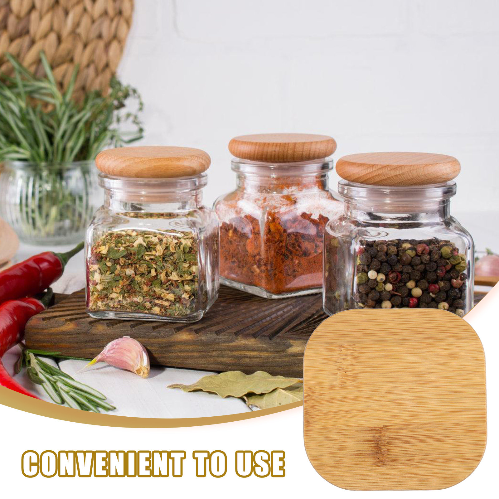 4Pcs Glass Canister Bamboo Lid - Coffee Tea And Bean Leaf recension och pris