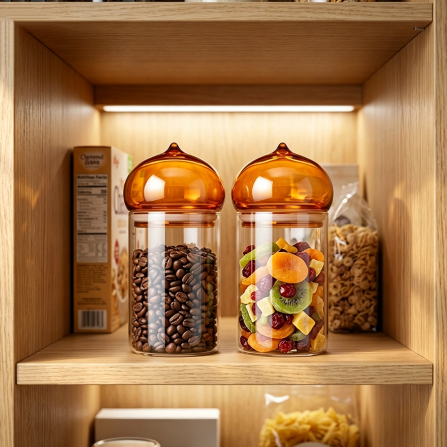 Amber Lid Glass Storage Jar, H - Coffee Tea And Bean Leaf recension och pris