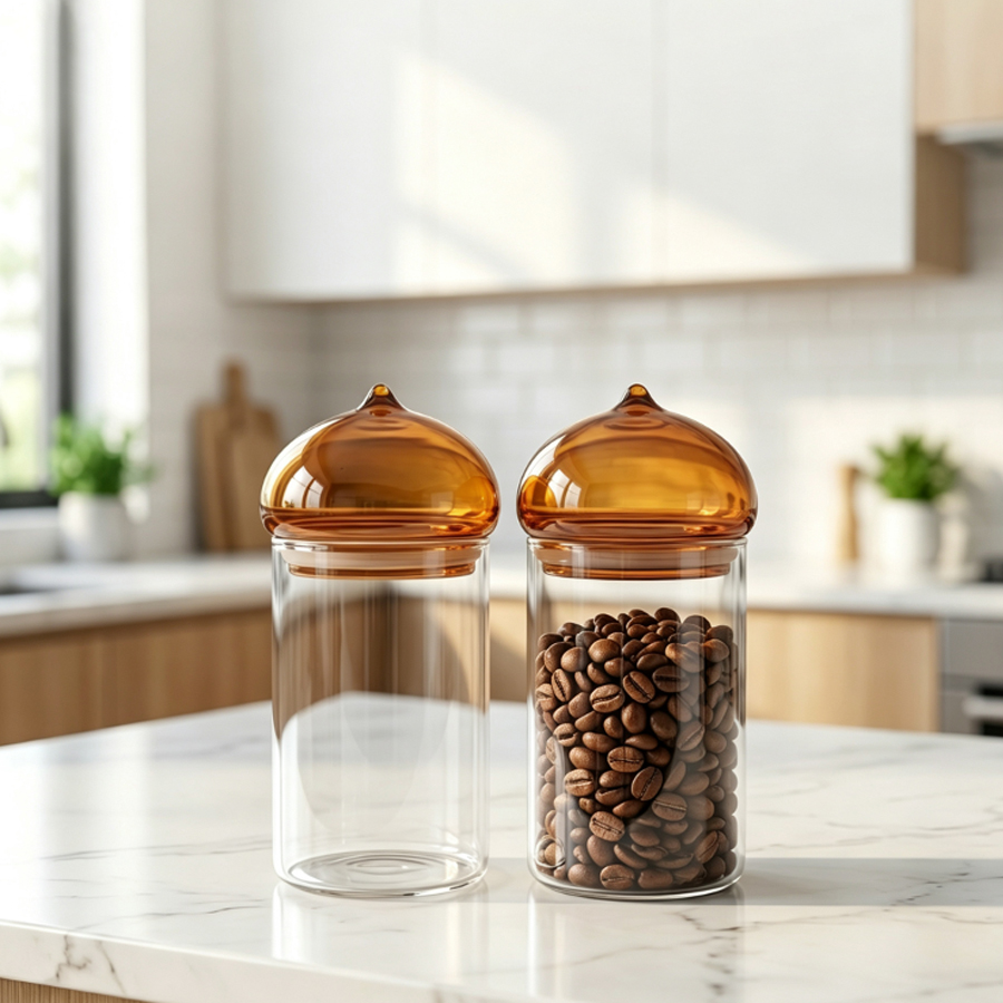 Amber Lid Glass Storage Jar, H - Coffee Tea And Bean Leaf recension och pris