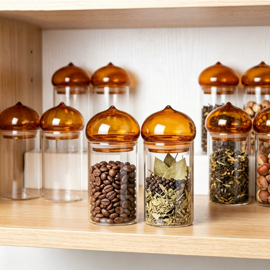 Amber Lid Glass Storage Jar, H - Coffee Tea And Bean Leaf recension och pris